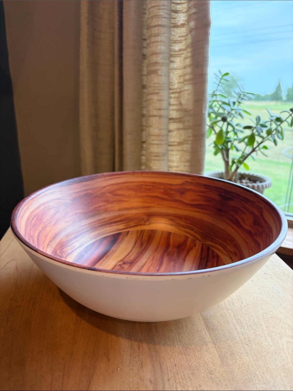 Tommy Bahama Melamine Acacia Wood Woodgrain Indoor Outdoor Serving Bowl